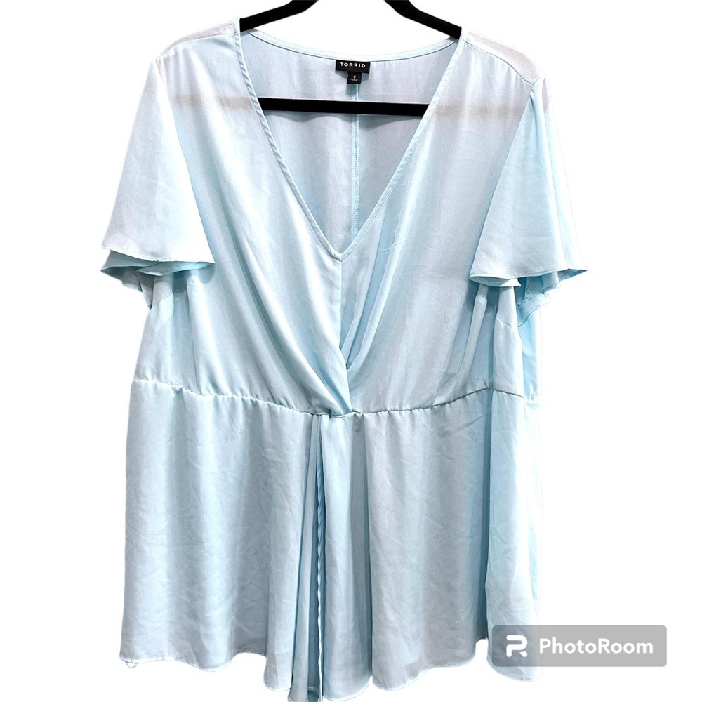 Torrid Georgette Twist Surplice Flutter Sleeve Bl… - image 4